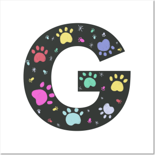 G letter  with colorful paw print Posters and Art